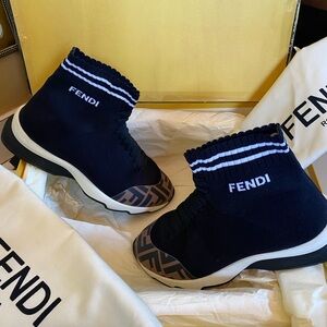 Fendi Black and White High-Top Sneakers